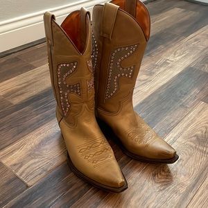 Frye Cowboy Boots with pink stones